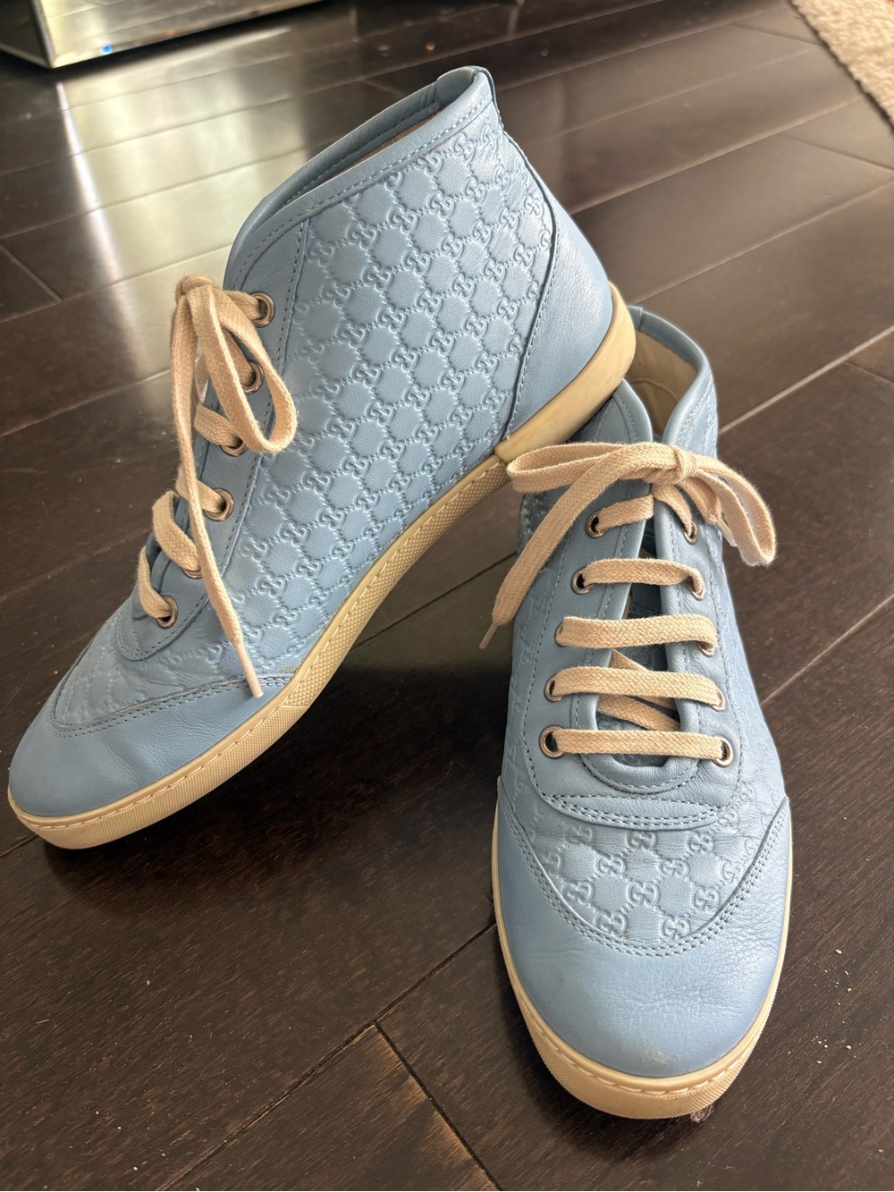 Gucci Guccissima Mineral Blue High-Top Sneakers - Women's